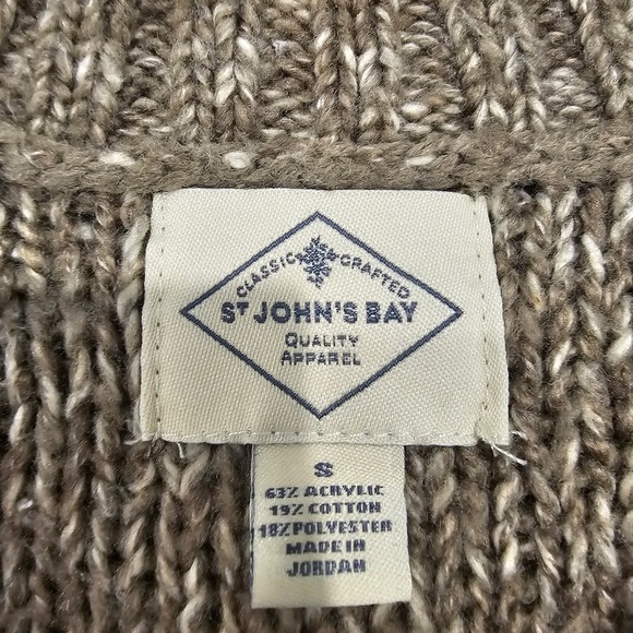 St Johns Bay Women's Cable Knit Sweater Small Brown Marled Crew Neck Long Sleeve - Picture 3 of 6